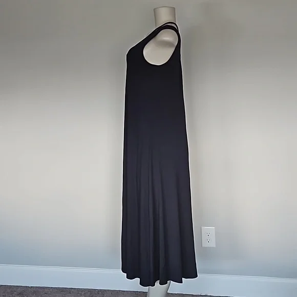 Eileen Fisher indigo scoop neck racer back viscose jersey dress-S - Picture 2 of 11